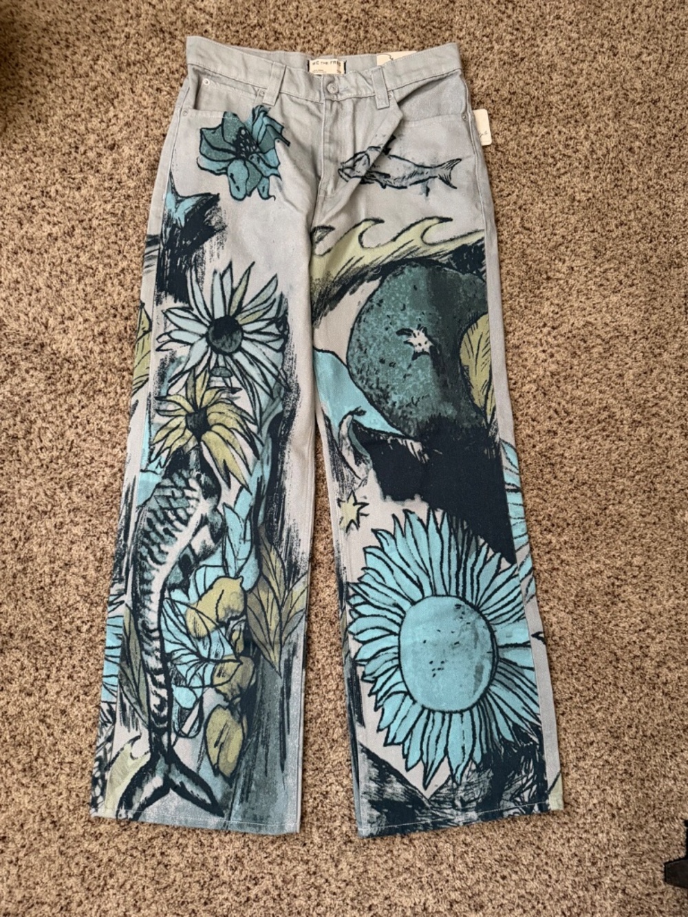NWT We The Free Tinsley Printed Jeans Seashore Combo Size 29 - Picture 2 of 7